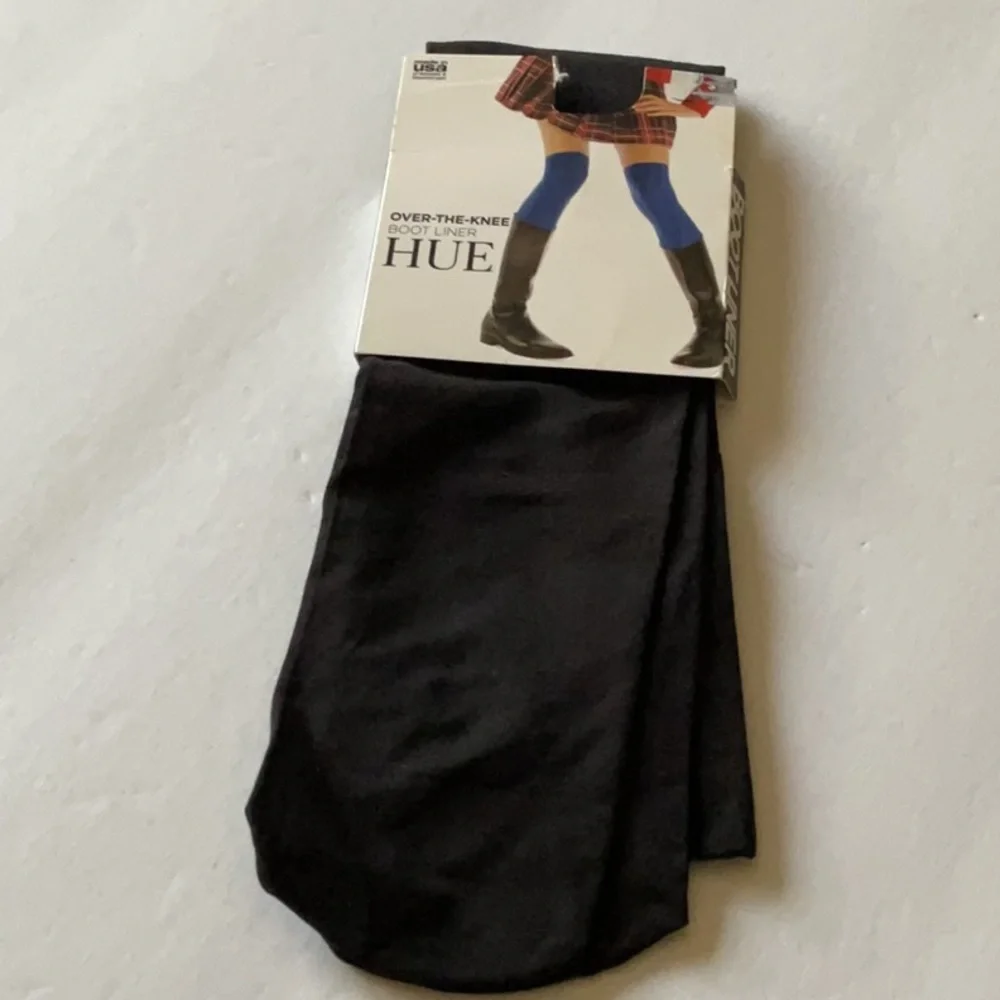 HUE MICROFIBER OVER THE KNEE BOOT LINERS SOCKS BLACK OS NWT
